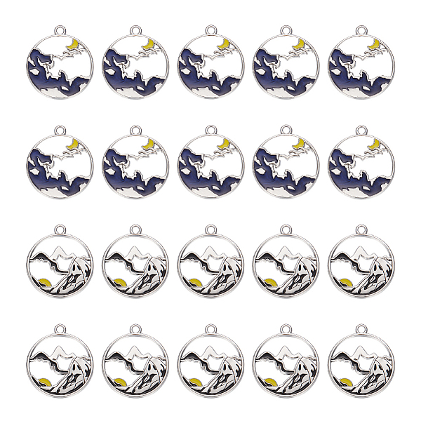 

PandaHall Unicraftale 20Pcs 2 Styles Alloy Enamel Pendants, Mountain Alliance Eachother, Flat Round, Mixed Color, 25.5x22.5x1mm, Hole: 2mm..., Multicolor