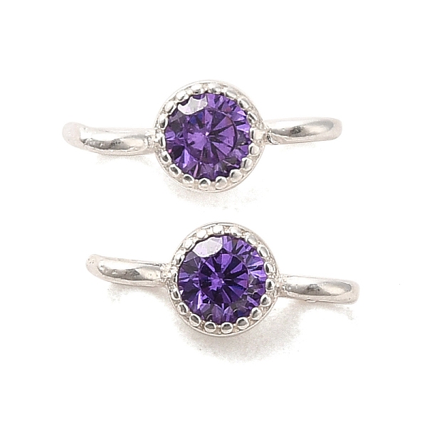 

PandaHall 925 Sterling Silver Pave Cubic Zirconia Connector Charms, Half Round Links with 925 Stamp, Silver Color Plated, Dark Orchid...