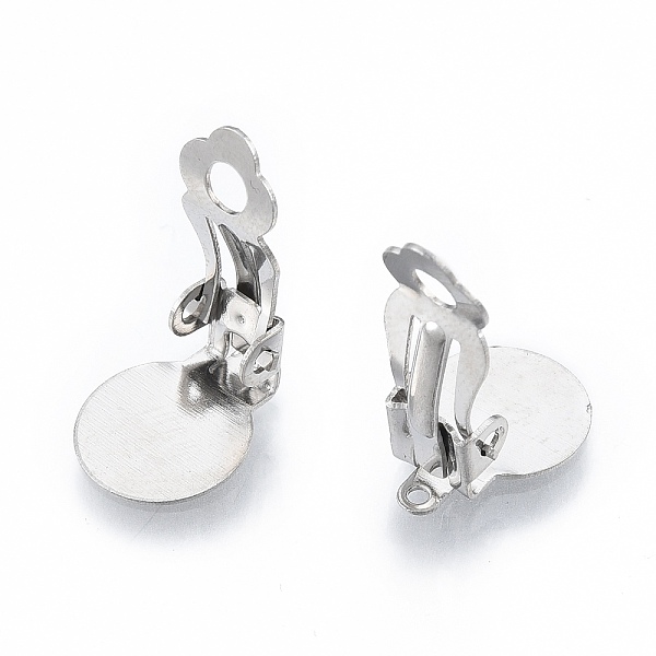 

PandaHall 304 Stainless Steel Clip-on Earring Findings, Clip on Earring Pads, Flat Round, Stainless Steel Color, 18x10x7mm, Hole: 3mm 304...