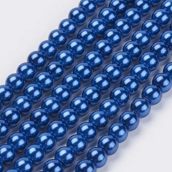 

PandaHall Eco-Friendly Dyed Glass Pearl Beads Strands, Grade A, Round, Cotton Cord Threaded, Dark Blue, 6mm, Hole: 1.2~1.5mm, about...