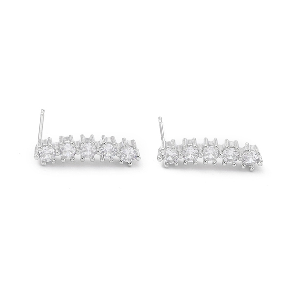 

PandaHall Rectangle Rack Plating Brass Cubic Zirconia Stud Earrings for Women, Long-Lasting Plated, Lead Free & Cadmium Free, Platinum..., Clear