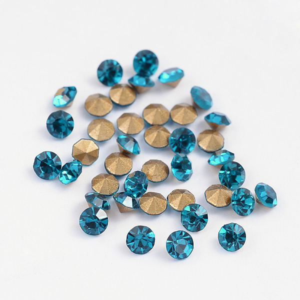

PandaHall Back Plated Grade A Diamond Glass Pointed Rhinestone, Blue Zircon, 3~3.2mm, about 1440pcs/bag Glass Rhinestone Diamond Blue