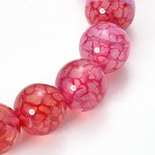 

PandaHall Natural Dragon Veins Agate Beaded Stretch Bracelets, Dyed, Round, Crimson, 2-1/8 inch(55mm) Natural Agate Pink