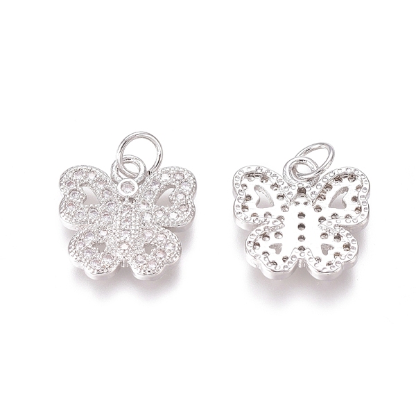 

PandaHall Brass Micro Pave Clear Cubic Zirconia Charms, with Jump Rings, Butterfly, Platinum, 12x12x2mm, Jump Ring: 4.5x0.7mm, Inner...