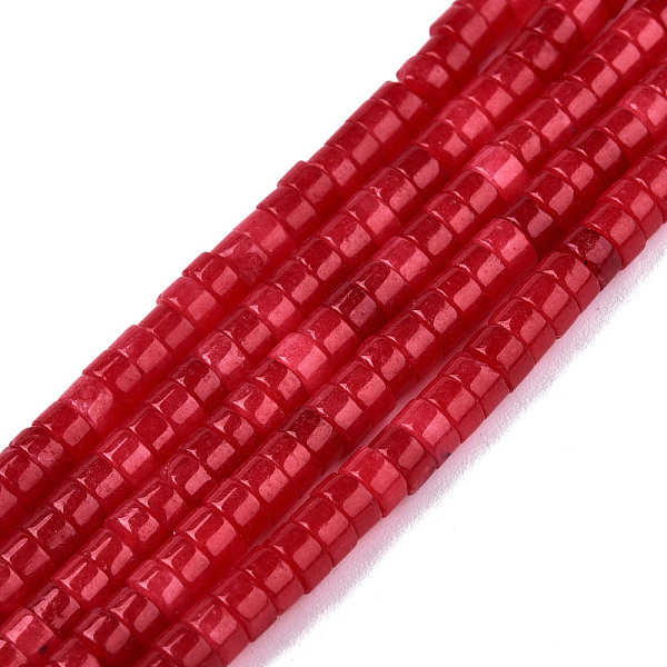 

PandaHall Natural White Jade Beads Strands, Dyed, Heishi Beads, Flat Round/Disc, Dark Red, 4x2mm, Hole: 1mm, about 169~171pcs/strand, 15.08...