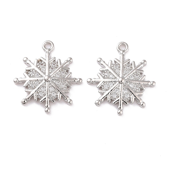 

PandaHall Brass Micro Pave Clear Cubic Zirconia Pendants, Cadmium Free & Lead Free, Snowflake, Platinum, 18x16x2.5mm, Hole: 1.2mm...