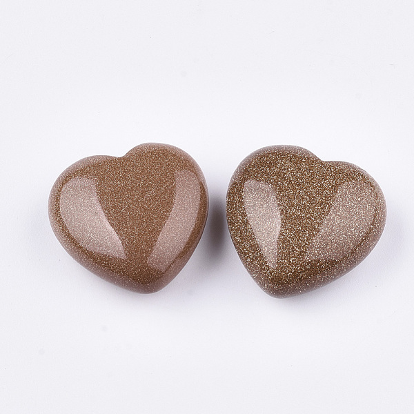 

PandaHall Synthetic Goldstone Beads, No Hole/Undrilled, Heart, 29x30x14~15mm Goldstone Heart