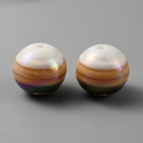 

PandaHall Opaque Stripe Acrylic Beads, Iridescent, Round, Colorful, 15.5x14mm, Hole: 2mm Acrylic Round