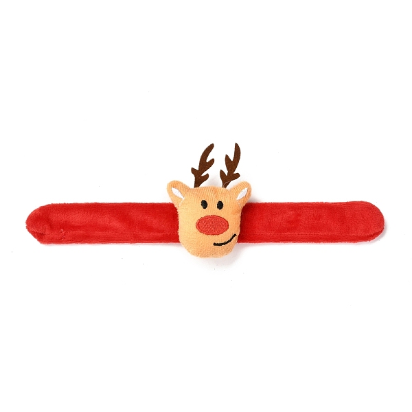 PandaHall Christmas Slap Bracelets, Snap Bracelets for Kids and Adults Christmas Party, Christmas Reindeer/Stag, Sandy Brown, 24.5x2.5x0.2cm...