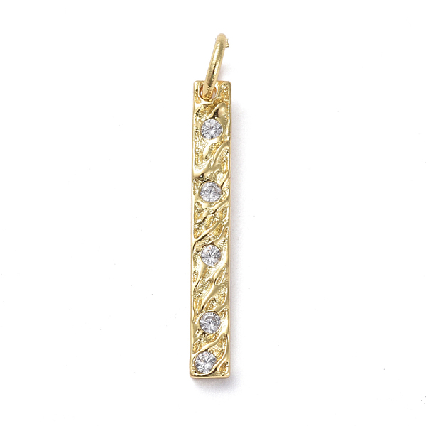 

PandaHall Brass Micro Pave Cubic Zirconia Pendants, Long-Lasting Plated, Rectangle, Clear, Real 18K Gold Plated, 22x3x1.4mm, Hole: 3.5mm...
