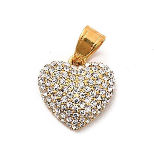 

PandaHall 304 Stainless Steel Pendants, with Crystal Rhinestone, Heart Charms, Golden, 18x18x5.5mm, Hole: 7.5x4.5mm Stainless..., Clear
