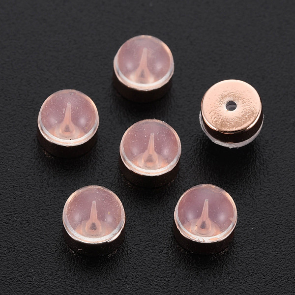 

PandaHall Silicone Ear Nuts, Earring Backs, with Brass Findings, Half Round, Cadmium Free & Nickel Free & Lead Free, Rose Gold..., Clear
