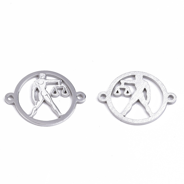 

PandaHall 201 Stainless Steel Links connectors, Constellations, Flat Round, Stainless Steel Color, Libra, 21x16x1mm, Hole: 1.4mm 201...