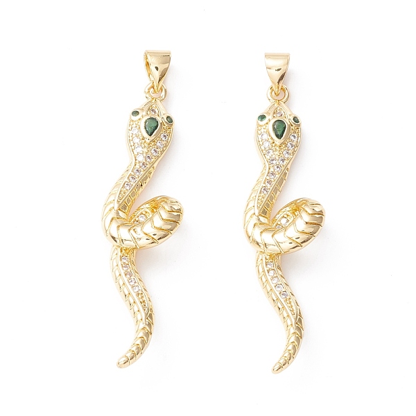 

PandaHall Brass Micro Pave Green Cubic Zirconia Pendants, Long-Lasting Plated, Cadmium Free & Lead Free, Snake, Real 18K Gold Plated...