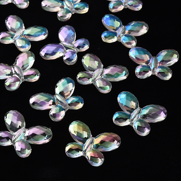 

PandaHall Transparent Acrylic Beads, AB Color, Faceted, Butterfly, Clear AB, 23x30x6mm, Hole: 2mm Acrylic Butterfly White