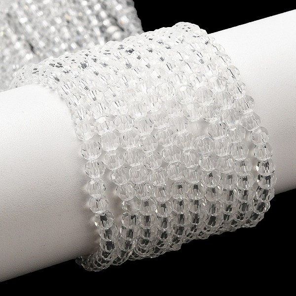 

PandaHall Transparent Glass Beads Strands, Faceted(32 Facets), Round, Clear, 3~3.5mm, Hole: 0.6mm, about 163~166pcs/strand, 50~51cm Glass...