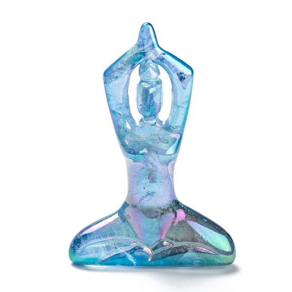 

PandaHall Electroplate Natural Quartz Crystal Yoga Goddess Decorations, Reiki Crystal Healing Gift, Home Display Decorations, Deep Sky Blue...