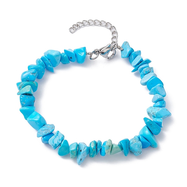 

PandaHall Synthetic Turquoise Chips Beaded Bracelet, with 304 Stainless Steel Clasps, 7-1/8 inch(18cm) Synthetic Turquoise