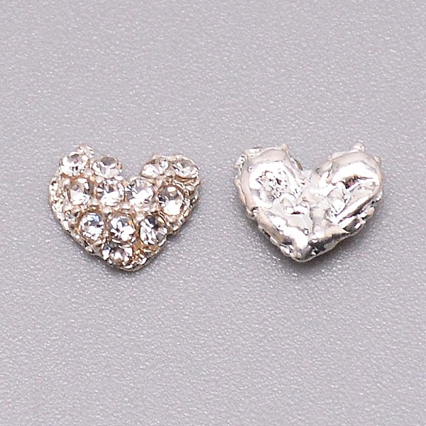 

PandaHall Alloy Heart Cabochons, with Rhinestone, for Nail Art Decoration Accessories, Crystal, 6x7x2mm Alloy Heart Clear