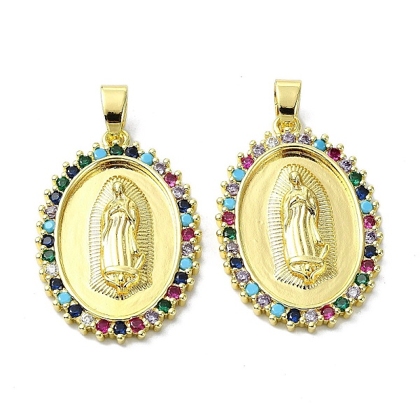 

PandaHall Rack Plating Brass Micro Pave Cubic Zirconia Pendants, Real 18K Gold Plated, Long-Lasting Plated, Lead Free & Cadmium Free, Oval...