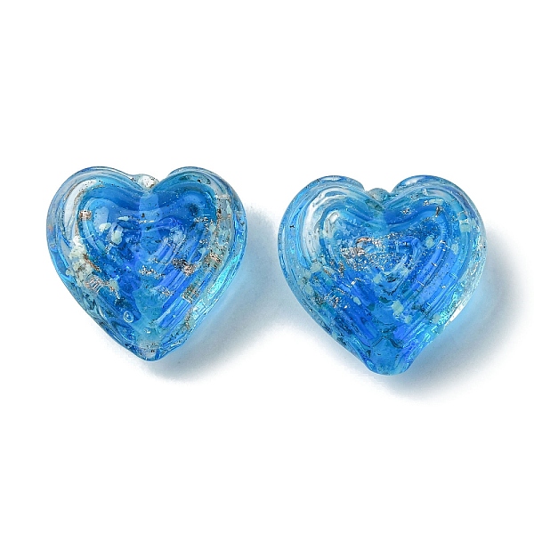 

PandaHall Luminous Handmade Gold Sand Lampwork Beads, Glow in the Dark, Heart, Dodger Blue, 19x21x12mm, Hole: 1.5mm Lampwork Heart