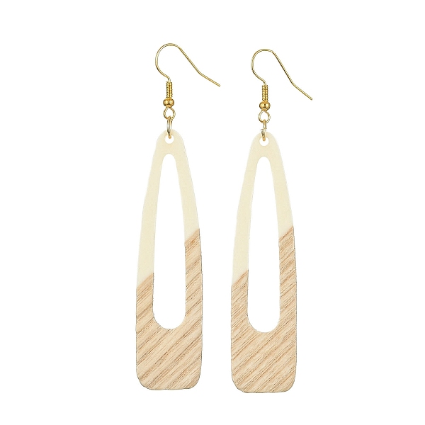 

PandaHall Two Tone Resin & Wood Dangle Earrings, Hollow Teardrop, Floral White, 87x17mm Resin Teardrop