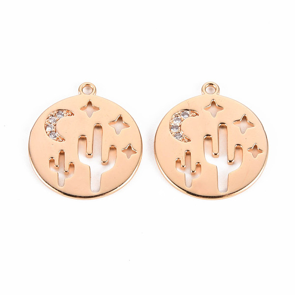 

PandaHall Brass Micro Pave Clear Cubic Zirconia Pendants, Nickel Free, Flat Round, Real 18K Gold Plated, 19.5x17x1.2mm, Hole: 1.2mm...
