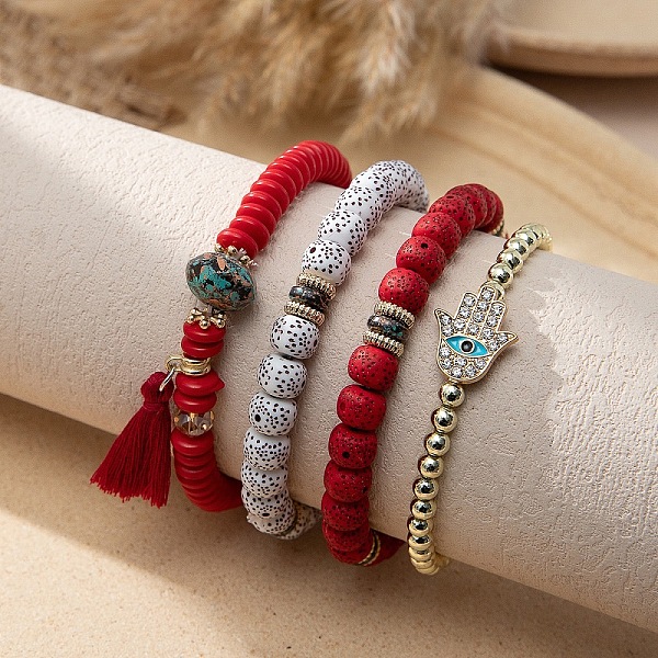

PandaHall Bohemian Glass Beaded Stretch Bracelet Sets, Stackable Bracelets for Women Glass