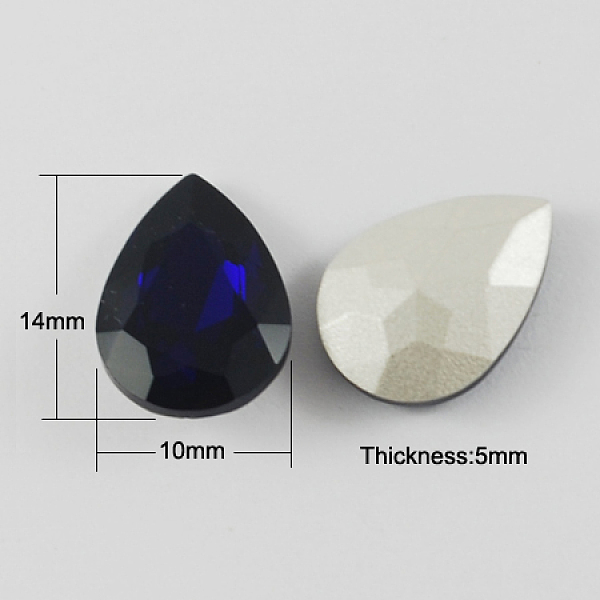 

PandaHall Glass Pointed Back Rhinestone, Back Plated, Faceted, Teardrop, Prussian Blue, 14x10x5mm Glass Rhinestone Teardrop Blue