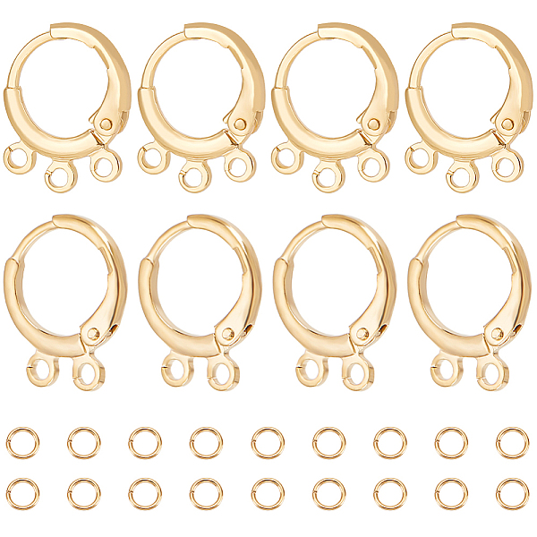 

PandaHall Beebeecraft 24Pcs 2 Style Brass Huggie Hoop Earring Findings, with Horizontal Loops & 50Pcs 304 Stainless Steel Jump Rings, Nickel...
