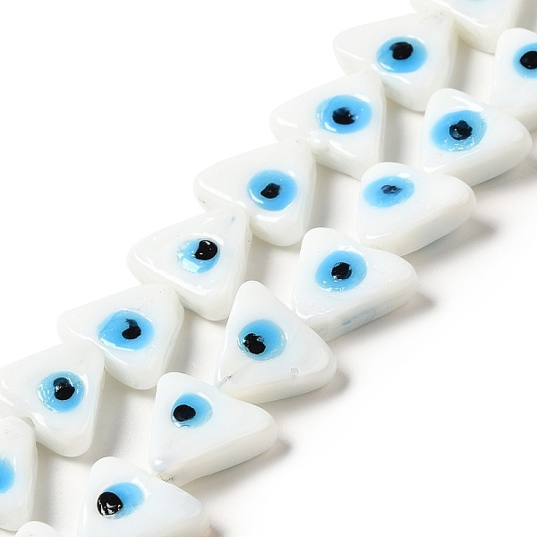 

PandaHall Evil Eye Handmade Lampwork Beads Strands, Triangle, White, 10~12x13~13.5x3.5~4mm, Hole: 1.2mm, about 36pcs/strand, 16.42 inch...