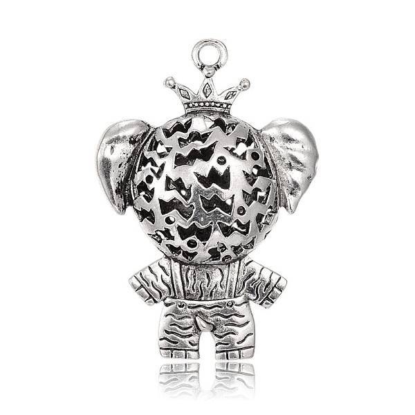 

PandaHall Hollow Elephant Antique Silver Plated Alloy Rhinestone Big Pendants, Light Siam, 52x36x8.5mm, Hole: 3mm Alloy+Rhinestone Elephant..., Red