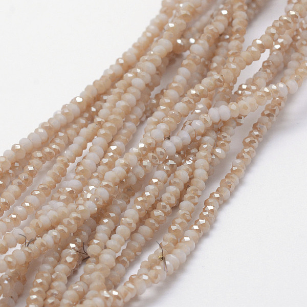 

PandaHall Electroplate Opaque Glass Beads Strands, Half Rainbow Plated, Faceted, Rondelle, Tan, 2.5x1.5mm, Hole: 0.5mm, about..., Orange