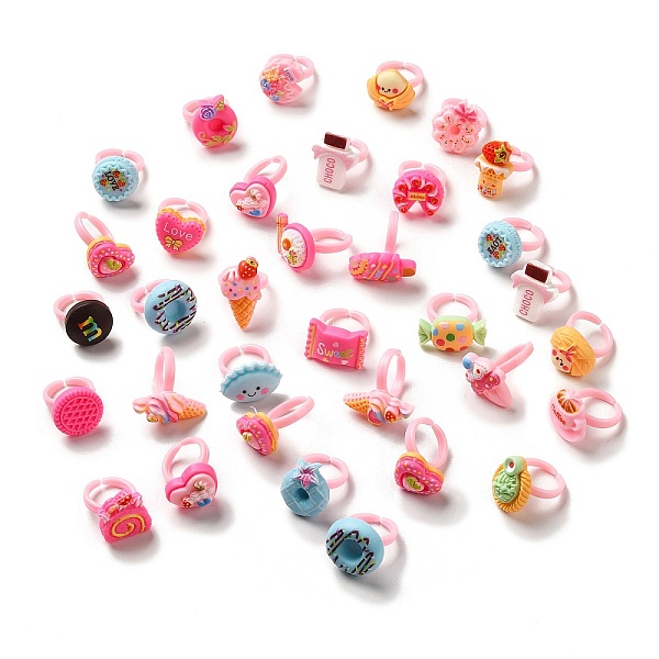 

PandaHall Cartoon Sweetmeats Resin Open Cuff Ring for Kids, Mixed Shapes, Inner Diameter: 13.8mm Resin Mixed Shapes Multicolor