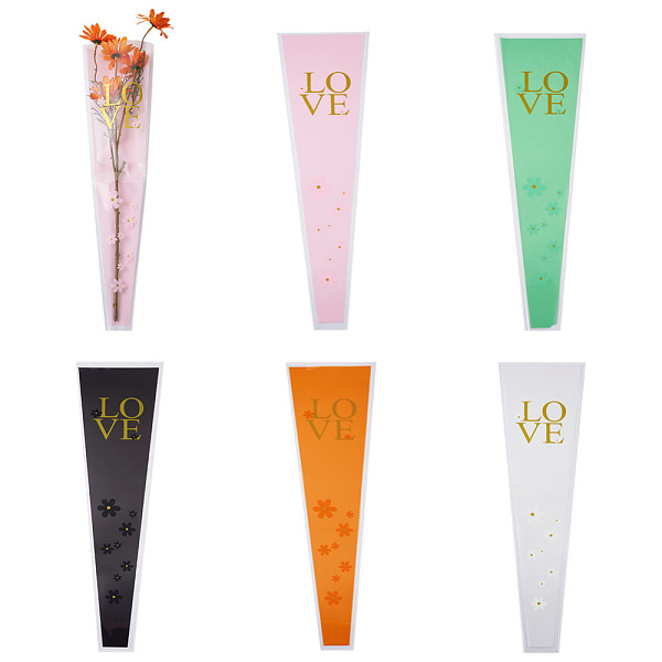 

PandaHall Magibeads 100Pcs 5 Colors OPP Gift Bags, Single Flower Packaging Bags, with Word LOVE & Flower Pattern, Mixed Color, 450x130x0.1mm..., Multicolor