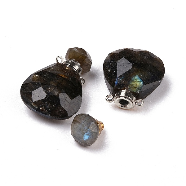 

PandaHall Teardrop Natural Labradorite Perfume Bottle Pendants, with 304 Stainless Steel Findings, Faceted, Stainless Steel Color...