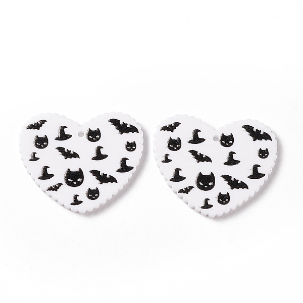 

PandaHall Halloween Acrylic Pendants, DIY Earrings Findings, Heart with Bat & Hat, Black, 26x31.5x2mm, Hole: 1.4mm Acrylic Heart Black
