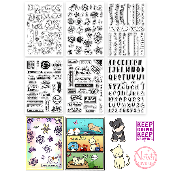 

PandaHall PH 6pcs Clear Silicon Stamps 6 Style Silicone Rubber Stamp Animal Flower Birthday Letter Transparent Seal Stamps Decorative Clear...