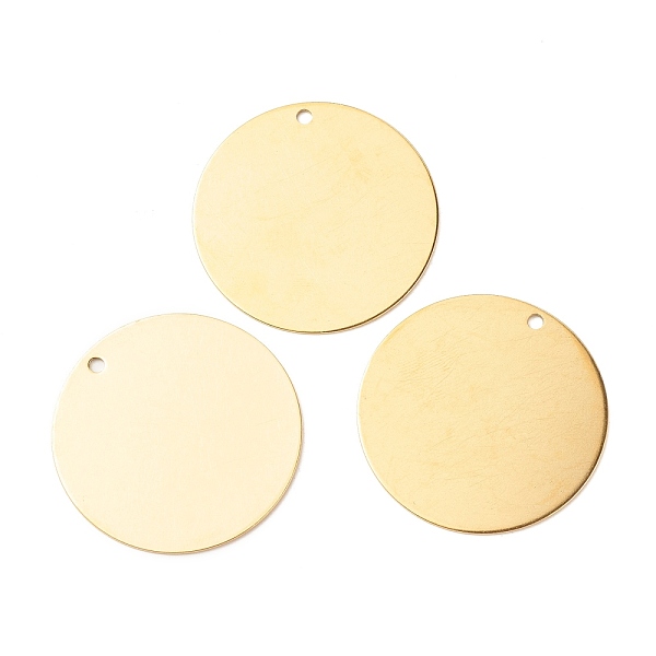 

PandaHall Ion Plating(IP) 201 Stainless Steel Pendants, Flat Round, Golden, 40x40x1mm, Hole: 2.2mm 201 Stainless Steel Flat Round