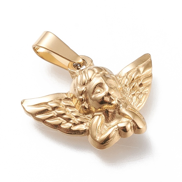 

PandaHall 304 Stainless Steel Pendants, Angel, Golden, 17x22x6mm, Hole: 7.5x3mm 304 Stainless Steel Angel & Fairy