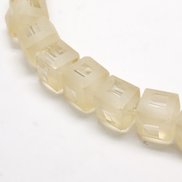 

PandaHall Frosted Crystal Glass Cube Beads, Faceted, Blanched Almond, 11x11x11mm, Hole: 1mm Glass Cube Orange