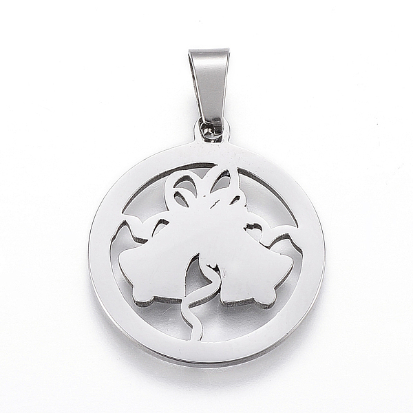 

PandaHall 304 Stainless Steel Pendants, Flat Round with Bell, Stainless Steel Color, 25x22x1.2mm, Hole: 4x7.5mm 304 Stainless Steel Flat...