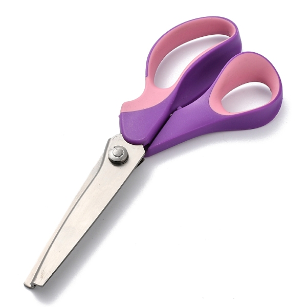 

PandaHall 201 Stainless Steel Pinking Shears, Serrated Scalloped Scissors, with Plastic Handle, for Sewing, Craft, Dressmaking, Violet..., Purple