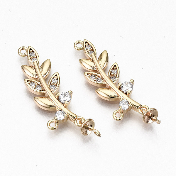 

PandaHall Brass Micro Pave Clear Cubic Zirconia Peg Bails Links, for Half Drilled Bead, Branch, Nickel Free, Real 18K Gold Plated, Clear...