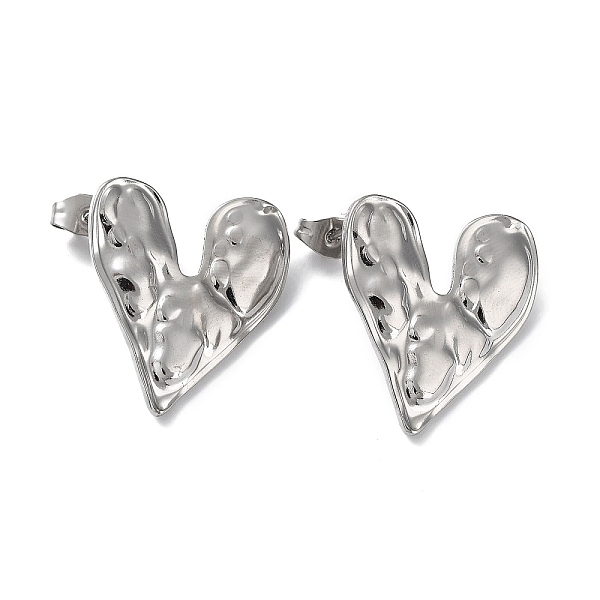 

PandaHall 304 Stainless Steel Heart Ear Studs for Women, Stainless Steel Color, 23x26mm 304 Stainless Steel Heart