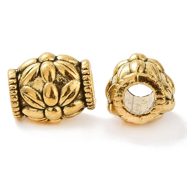 

PandaHall Tibetan Style Alloy Beads, Column with Flower, Antique Golden, 8x6.5mm, Hole: 2.6mm, about 1176pcs/1000g Alloy Column