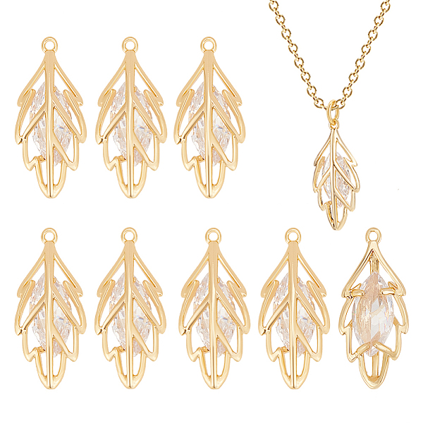 

PandaHall BENECREAT 10Pcs Brass Pave Clear Cubic Zirconia Pendants, Nickel Free, Leaf, Real 18K Gold Plated, 18x8x4mm, Hole: 0.7mm...