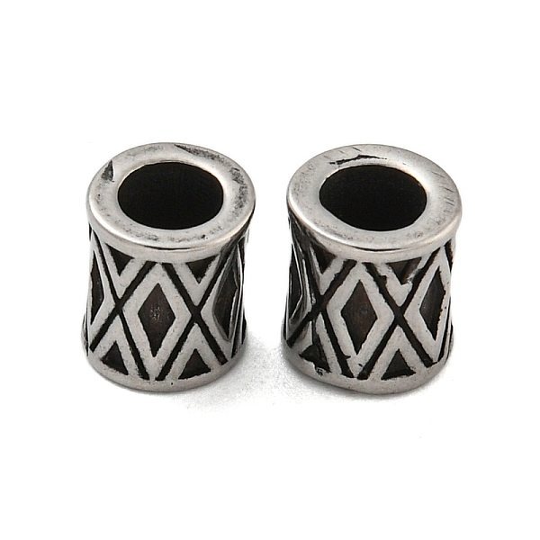

PandaHall Column 304 Stainless Steel European Beads, Large Hole Beads, Antique Silver, Rhombus, 8x7mm, Hole: 4mm 304 Stainless Steel Rhombus