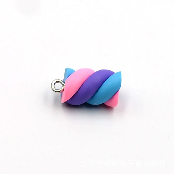 

PandaHall Handmade Polymer Clay Pendants, with Platinum Tone Iron Finding, Marshmallow, Purple, 18x10mm Polymer Clay Food Purple