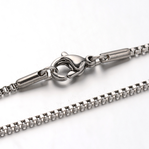 

PandaHall 304 Stainless Steel Box Chain Venetian Chain Necklaces, with Lobster Claw Clasps, Stainless Steel Color, 23.6 inch(60cm), 1.4mm...